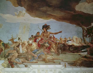 Amerika, ett av de fire kontinentene fra taket i trappehallen, 1750-53